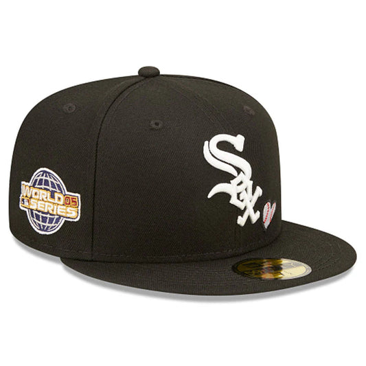 CHICAGO WHITE SOX TEAM HEART FITTED SOX 59FIFTY MLB AC PERF BLACK CAP